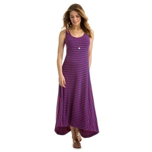 Vineyard Vines‎ Striped Scoop Neck High-Low Maxi Dress Size L - Picture 8 of 10